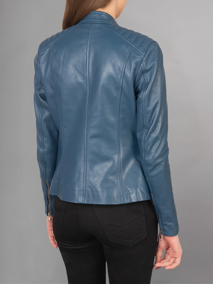 Kelsee Green Leather Biker Jacket