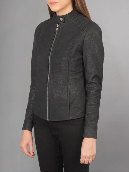 Kelsee Green Leather Biker Jacket