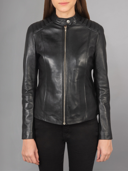 Kelsee Green Leather Biker Jacket