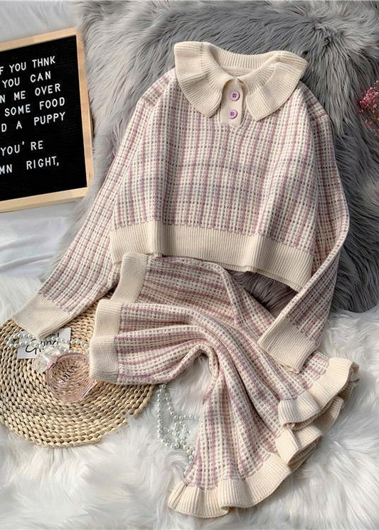 Korean version of short light purple sweater suit loose skirt two-piece suit