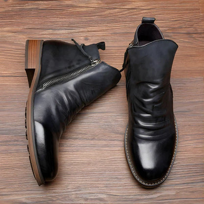 Men's leather chelsea ankle boots with zipper – men