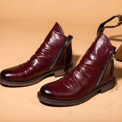 Men's leather chelsea ankle boots with zipper – men