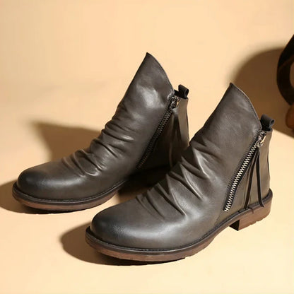 Men's leather chelsea ankle boots with zipper – men