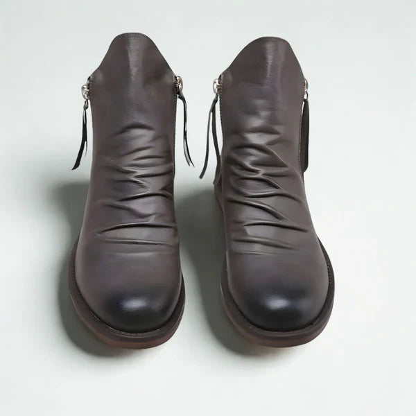 Men's leather chelsea ankle boots with zipper – men