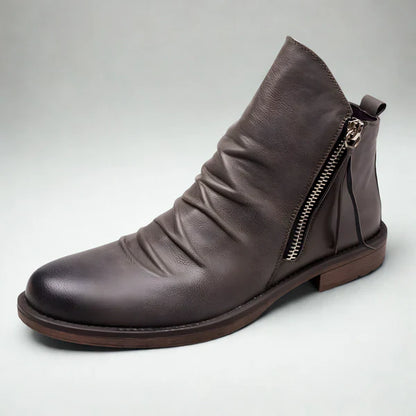 Men's leather chelsea ankle boots with zipper – men