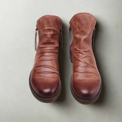 Men's leather chelsea ankle boots with zipper – men
