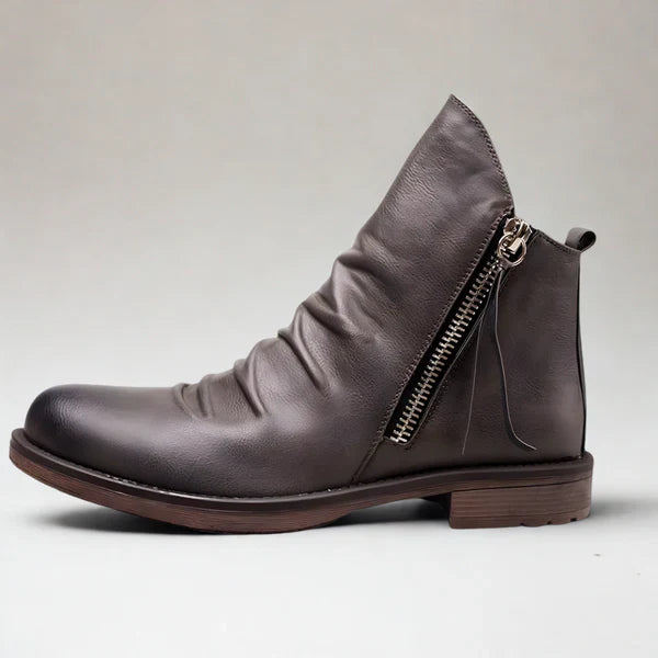 Men's leather chelsea ankle boots with zipper – men
