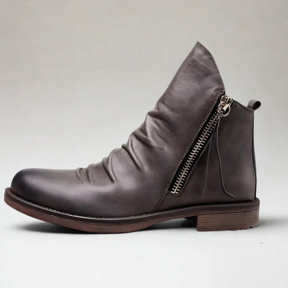 Men's leather chelsea ankle boots with zipper – men
