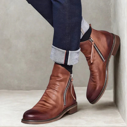 Men's leather chelsea ankle boots with zipper – men