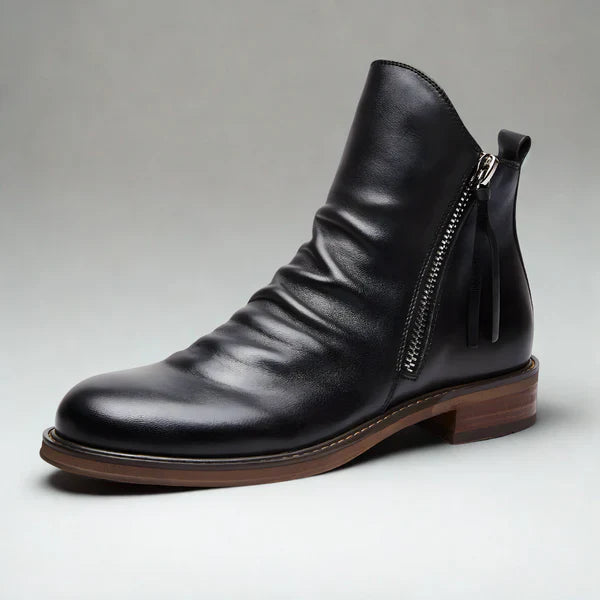 Men's leather chelsea ankle boots with zipper – men