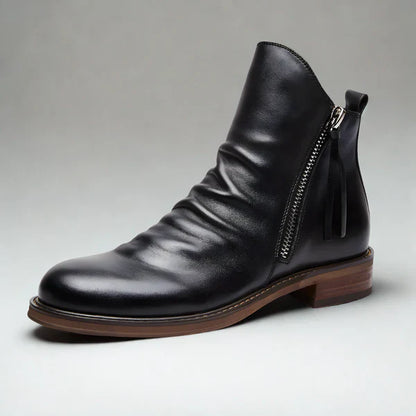 Men's leather chelsea ankle boots with zipper – men