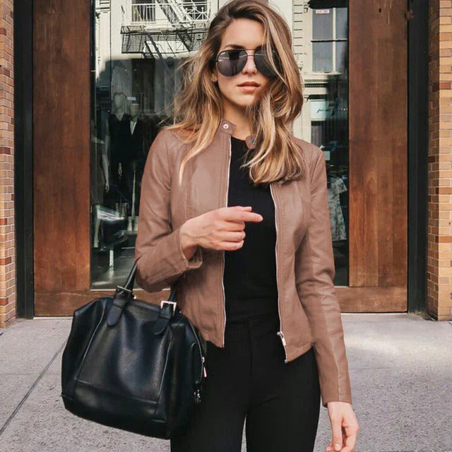 Modern short casual zip jacket – women