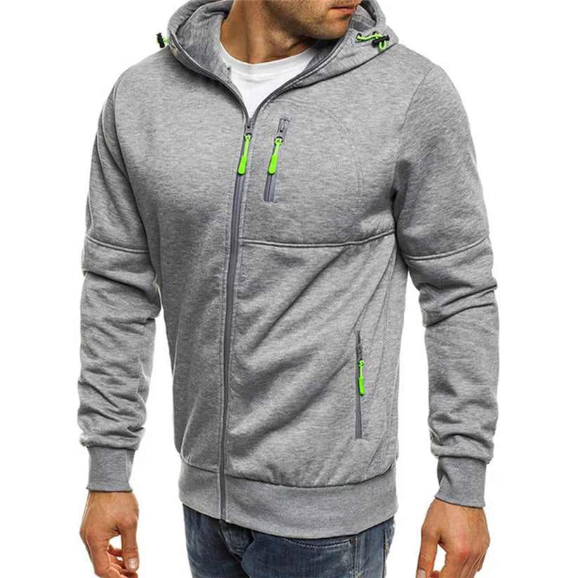 Erik – slim fit zip hoodie with ribbed cuffs and zippered pocket