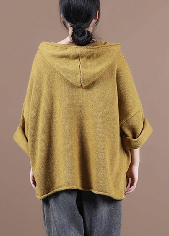 Loose Yellow Button Sweater Coat