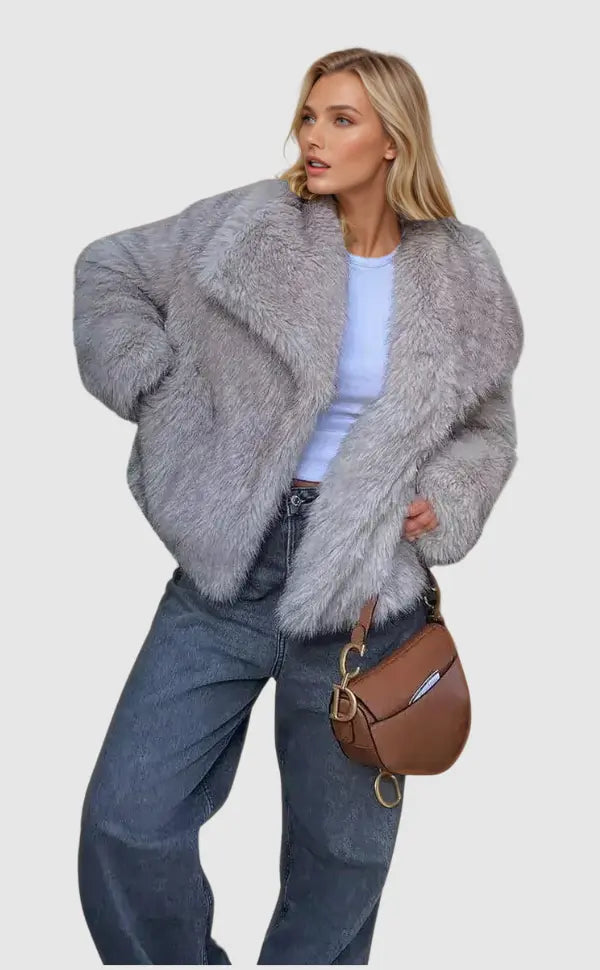 Macy faux fur coat – soft faux fur coat for cold days