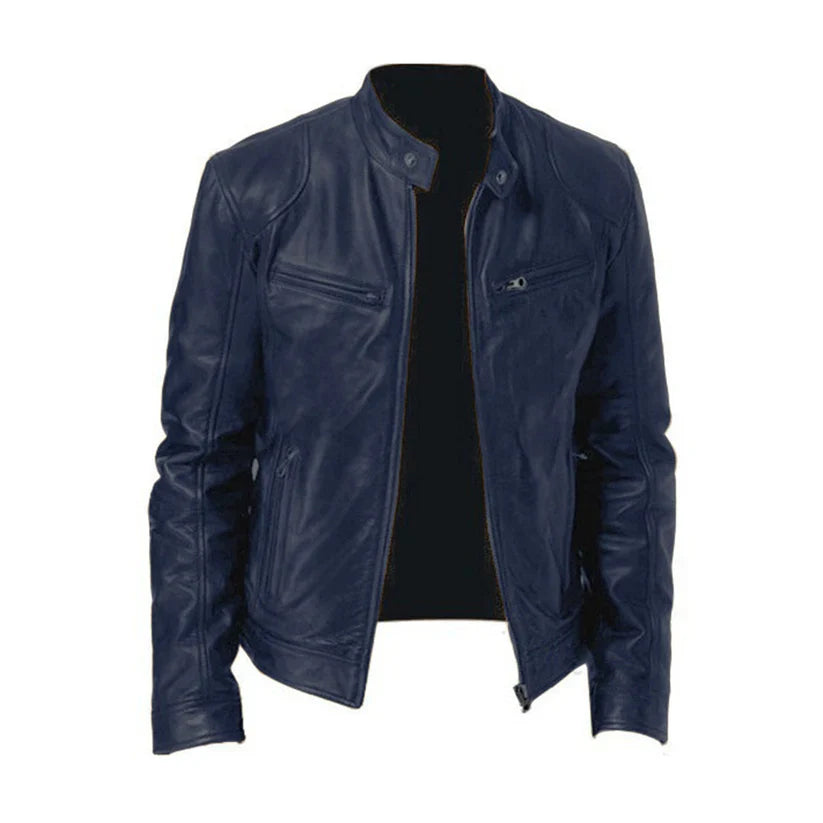 Lars – PU leather biker jacket with zipper details