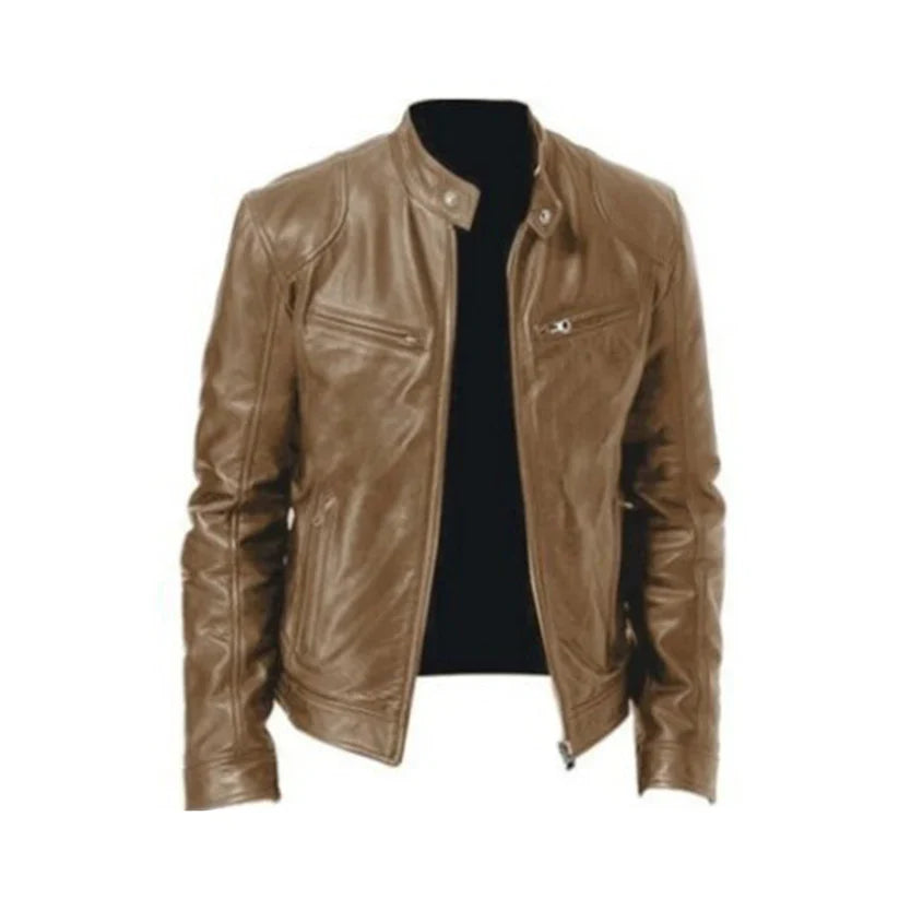 Lars – PU leather biker jacket with zipper details