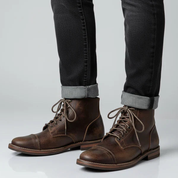 Men’s work leather ankle boots lace-up cap-toe – men