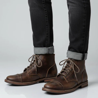 Men’s work leather ankle boots lace-up cap-toe – men