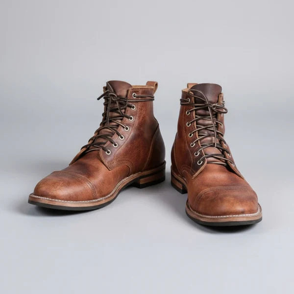 Men’s work leather ankle boots lace-up cap-toe – men