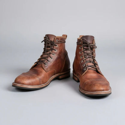 Men’s work leather ankle boots lace-up cap-toe – men