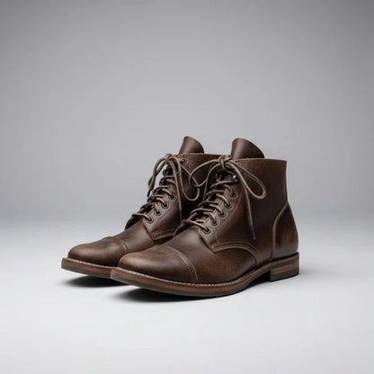 Men’s work leather ankle boots lace-up cap-toe – men