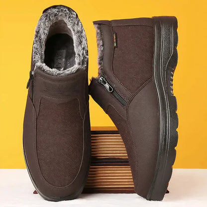 Men's warm snow boots with zipper - men