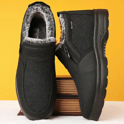 Men's warm snow boots with zipper - men