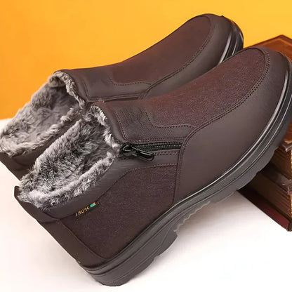 Men's warm snow boots with zipper - men