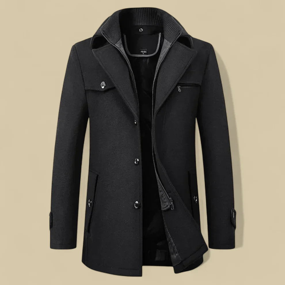 Men’s double breasted fleece jacket tailored winter – men
