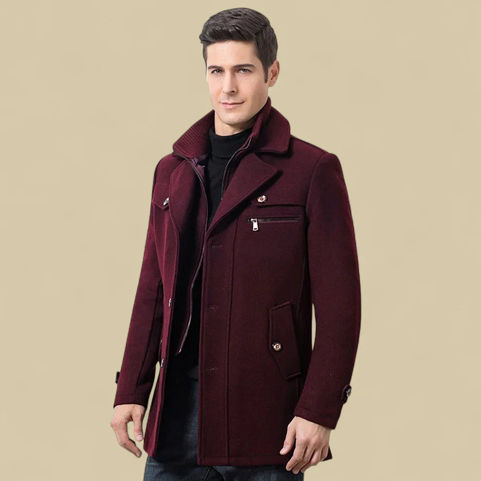 Men’s double breasted fleece jacket tailored winter – men