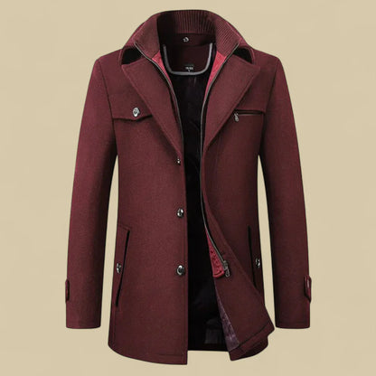 Men’s double breasted fleece jacket tailored winter – men