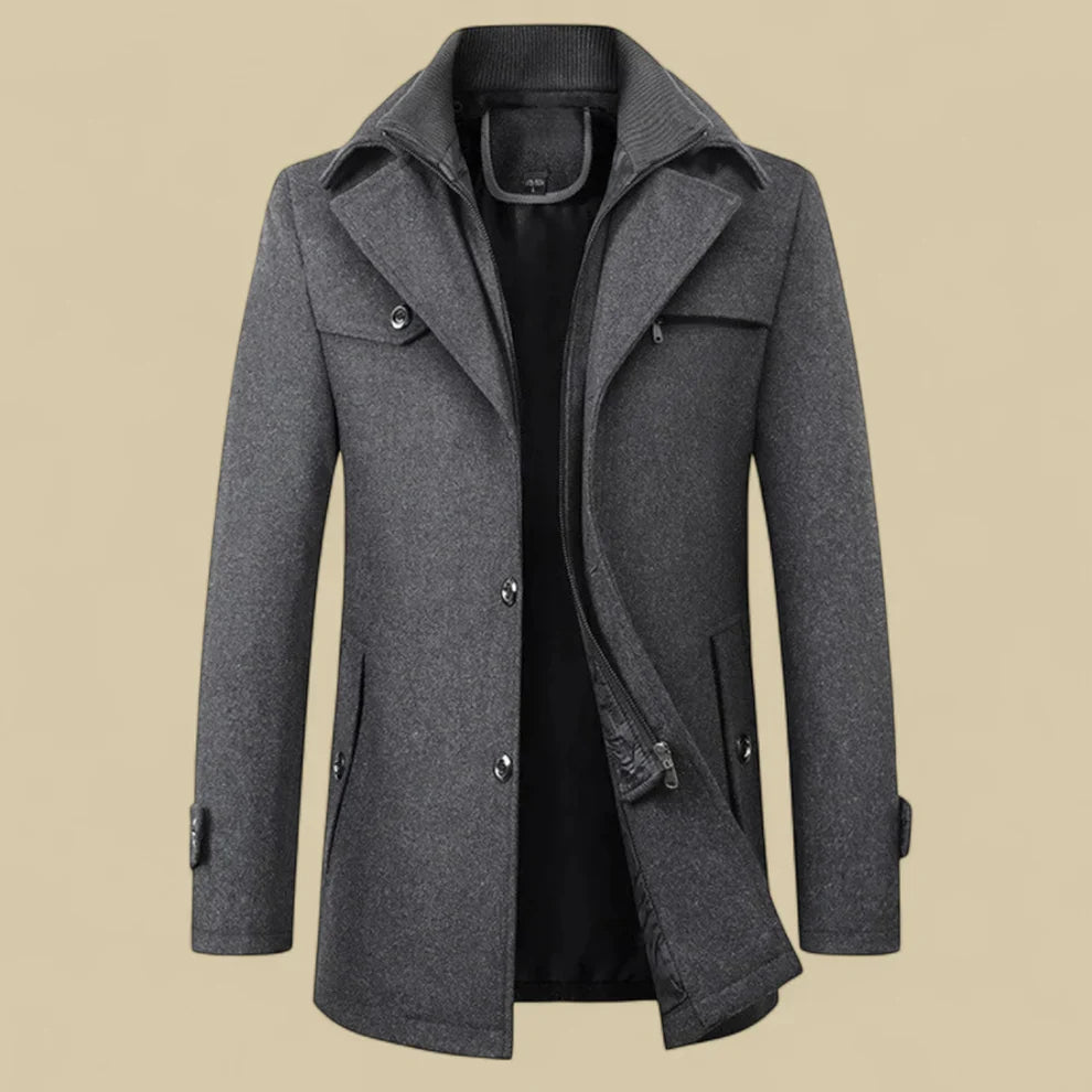 Men’s double breasted fleece jacket tailored winter – men