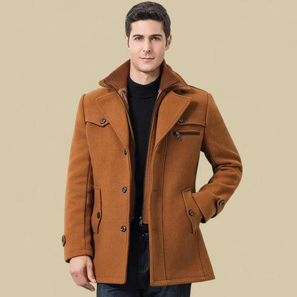 Men’s double breasted fleece jacket tailored winter – men