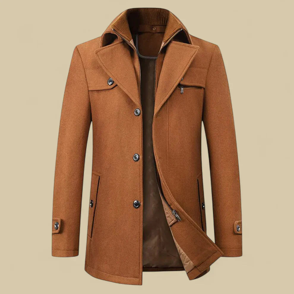Men’s double breasted fleece jacket tailored winter – men