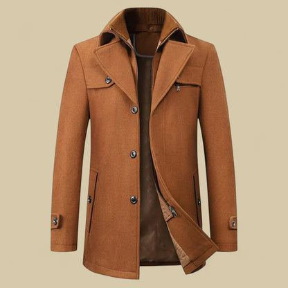 Men’s double breasted fleece jacket tailored winter – men