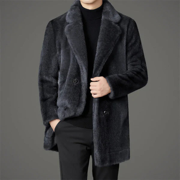 Men’s reversible faux-fur winter coat elegant cozy – men
