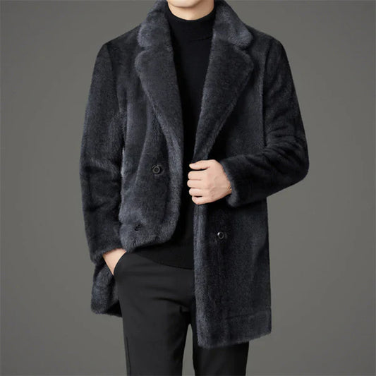 Men’s reversible faux-fur winter coat elegant cozy – men