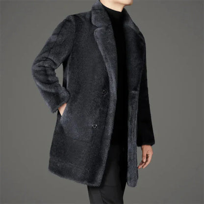 Men’s reversible faux-fur winter coat elegant cozy – men