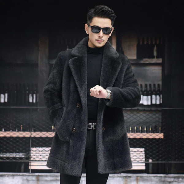Men’s reversible faux-fur winter coat elegant cozy – men