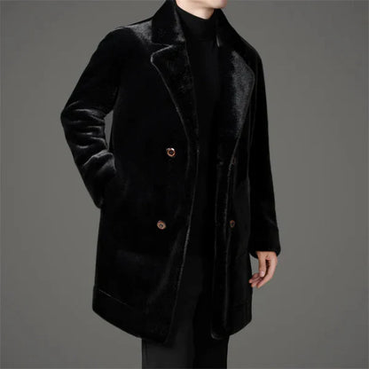 Men’s reversible faux-fur winter coat elegant cozy – men