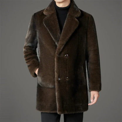Men’s reversible faux-fur winter coat elegant cozy – men