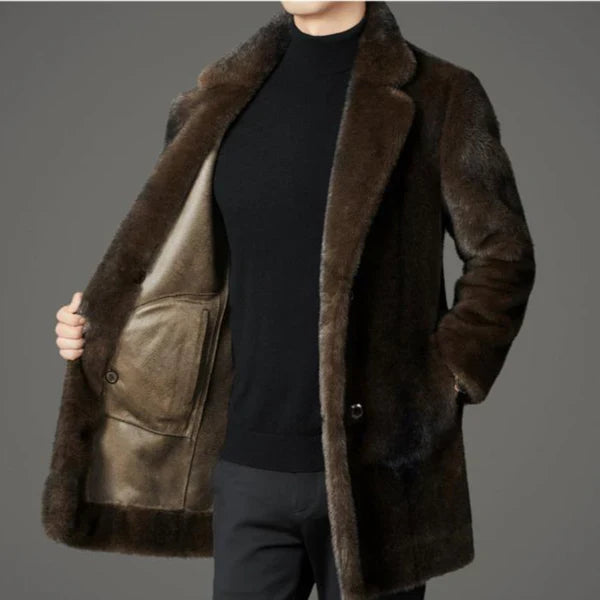 Men’s reversible faux-fur winter coat elegant cozy – men