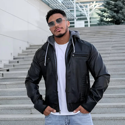Men’s fitted genuine leather jacket with zipper – men