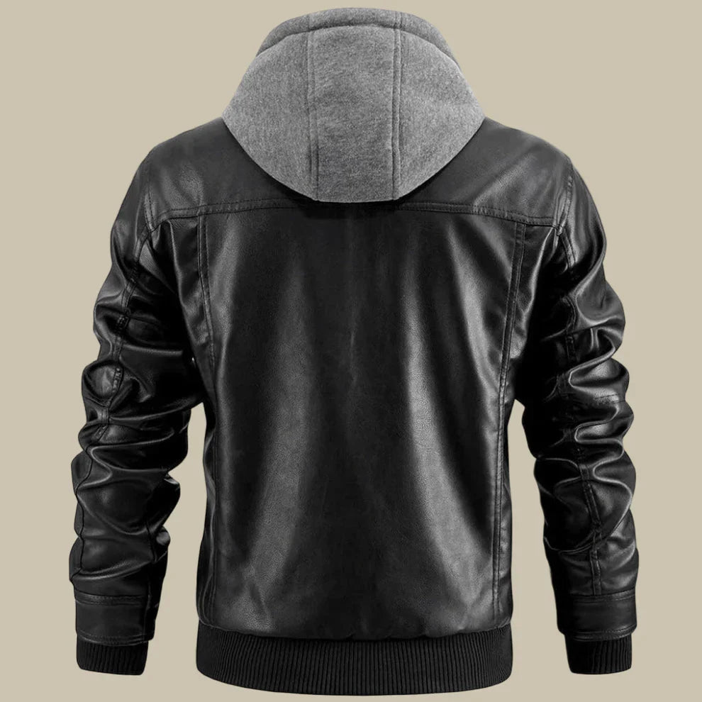 Men’s fitted genuine leather jacket with zipper – men