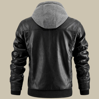 Men’s fitted genuine leather jacket with zipper – men