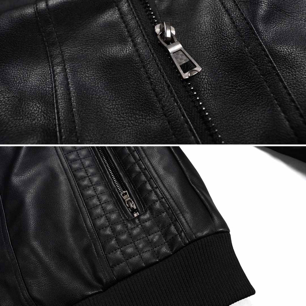 Men’s fitted genuine leather jacket with zipper – men