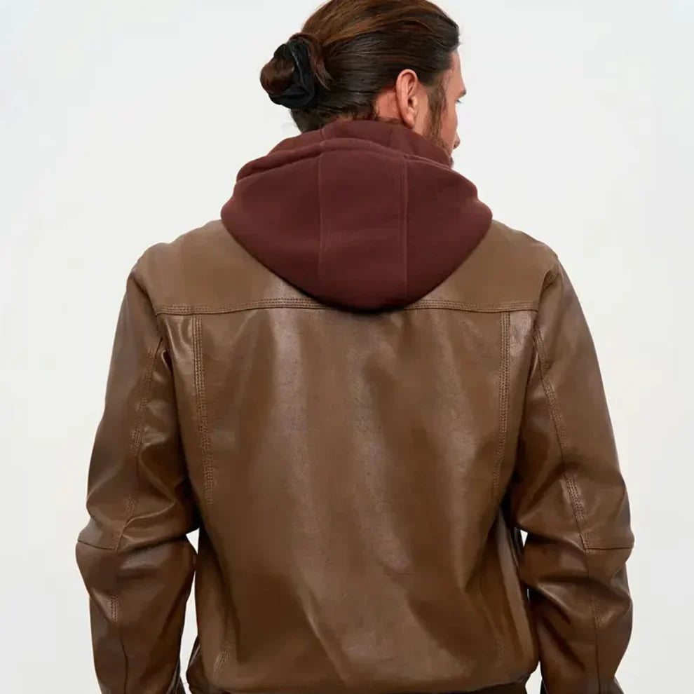 Men’s fitted genuine leather jacket with zipper – men