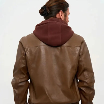 Men’s fitted genuine leather jacket with zipper – men