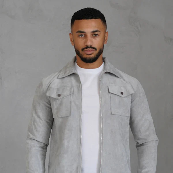 Men’s gray suede jacket athletic fit – men